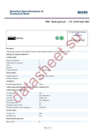 9981 009100 datasheet  